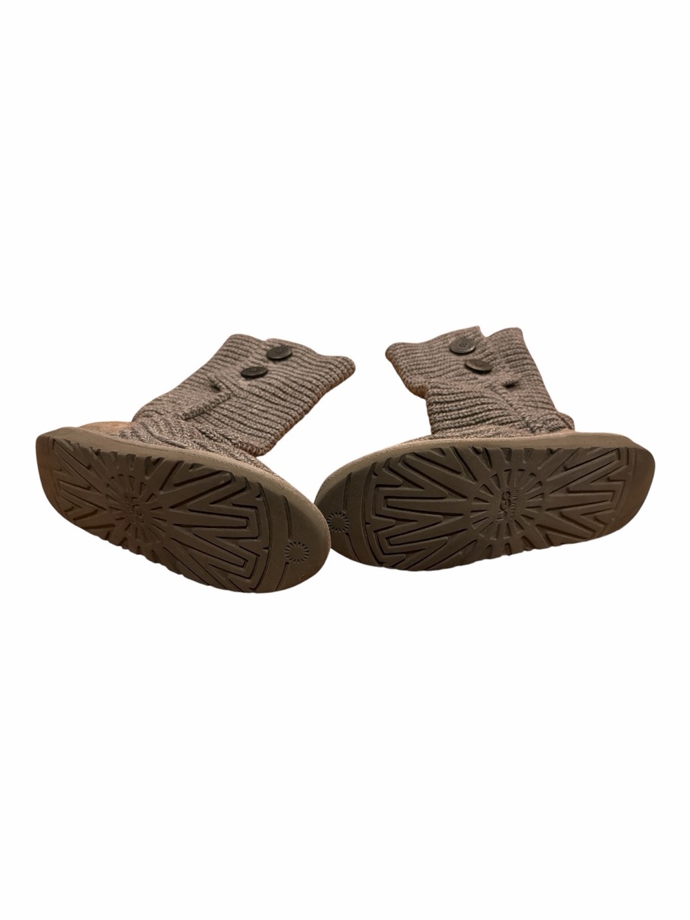UGG Taupe Knit Button-Accent Moccasin Boots - Picture 3 of 6